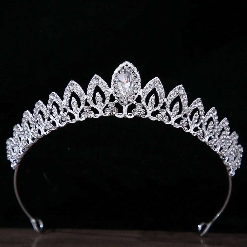 Diverse Silver Color Crystal Pearls Bridal Tiaras Crown Rhinestone Pageant Diadema Collares CZ Headband Wedding Hair Accessories - EUFASHIONBAGS