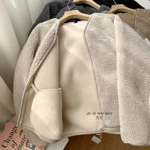 Laden Sie das Bild in den Galerie-Viewer, Lamb Fur Women Coats Autumn Winter Solid Thick Warm V-Neck Long-Sleeved Casual All Match Female Outwear Jackets