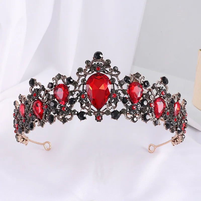 Exquisite Black Crystal Crown for Women Tiaras Headdress Prom Diadem Royal Queen Princess Bridal Crowns for Wedding Hair Jewelry - EUFASHIONBAGS