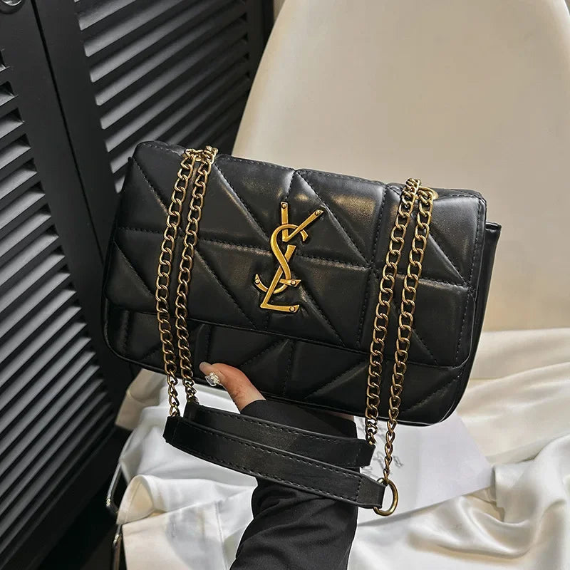 New Rhombic Chain Female Bag Versatile One-shoulder Small Square Bag Crossbody For Women High-end Grid Texture Chain Bag