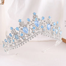 Cargar imagen en el visor de la galería, Luxury Green Pink Opal Crystal Bridal Tiaras Crown Baroque Jelly Rhinestone Pageant Diadem Bride Headbands Wedding Hair Jewelry