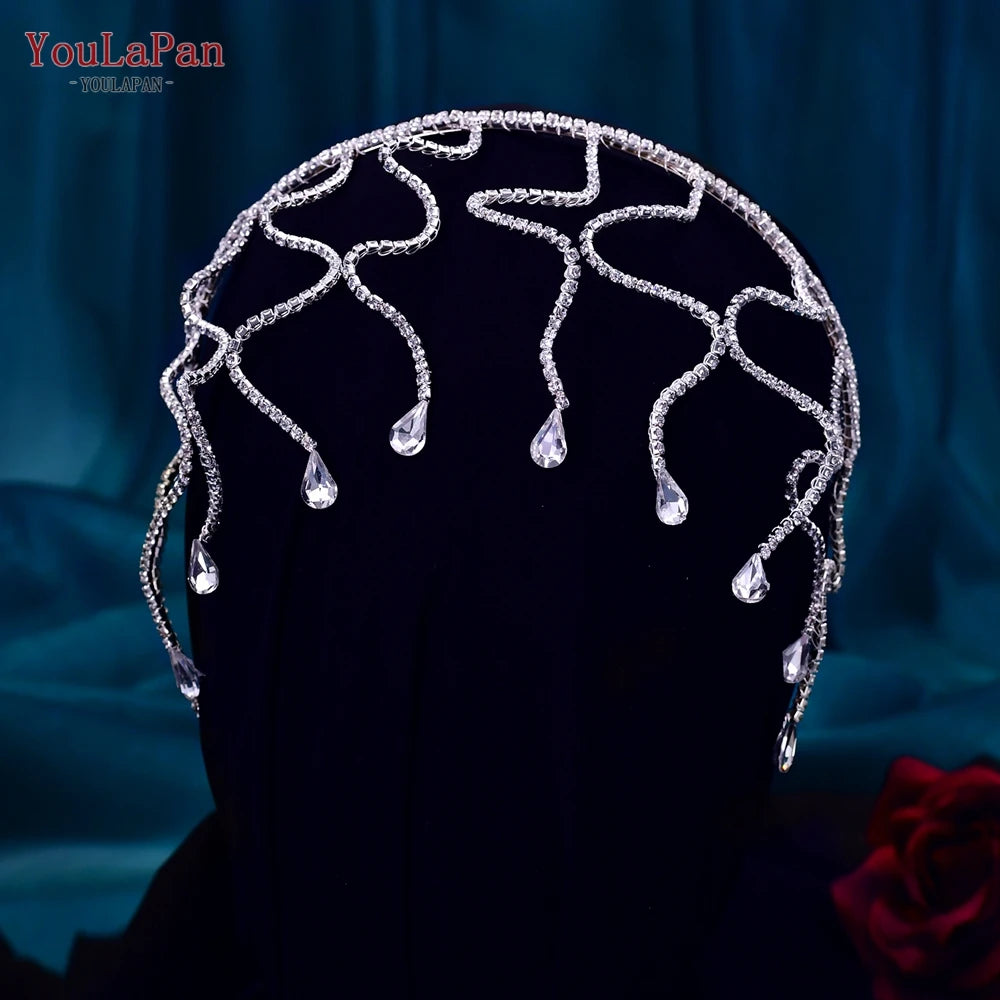 Fashion Woman Hairband Wedding Tiara Bridal Hair Ornaments Rhinestone Headband for Bride Banquet Party Headdress - EUFASHIONBAGS