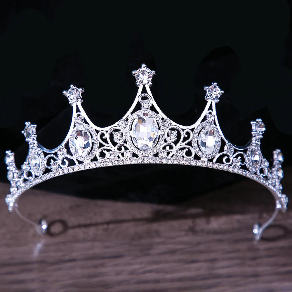 Korean Luxury White Crystal Bridal Tiaras Crown Wedding Hair Accessories Silver Color Crowns Rhinestone Pageant Diadem Headpiece - EUFASHIONBAGS