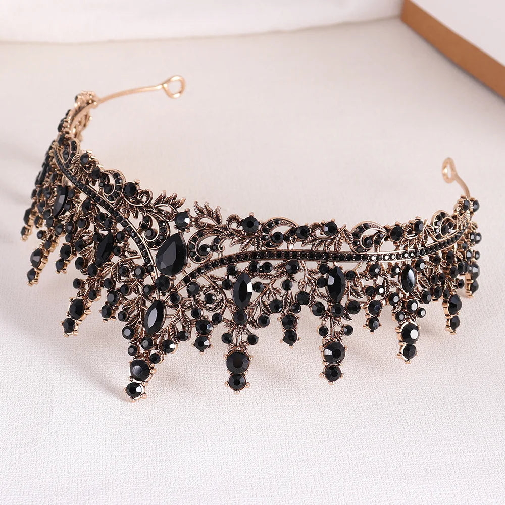 Baroque Luxury Black Crystal Bridal Tiaras Queen Crown For Women Girl Headpiece Wedding Diadem Princess Party Hair Dress Jewelry - EUFASHIONBAGS