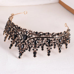 Baroque Luxury Black Crystal Bridal Tiaras Queen Crown For Women Girl Headpiece Wedding Diadem Princess Party Hair Dress Jewelry