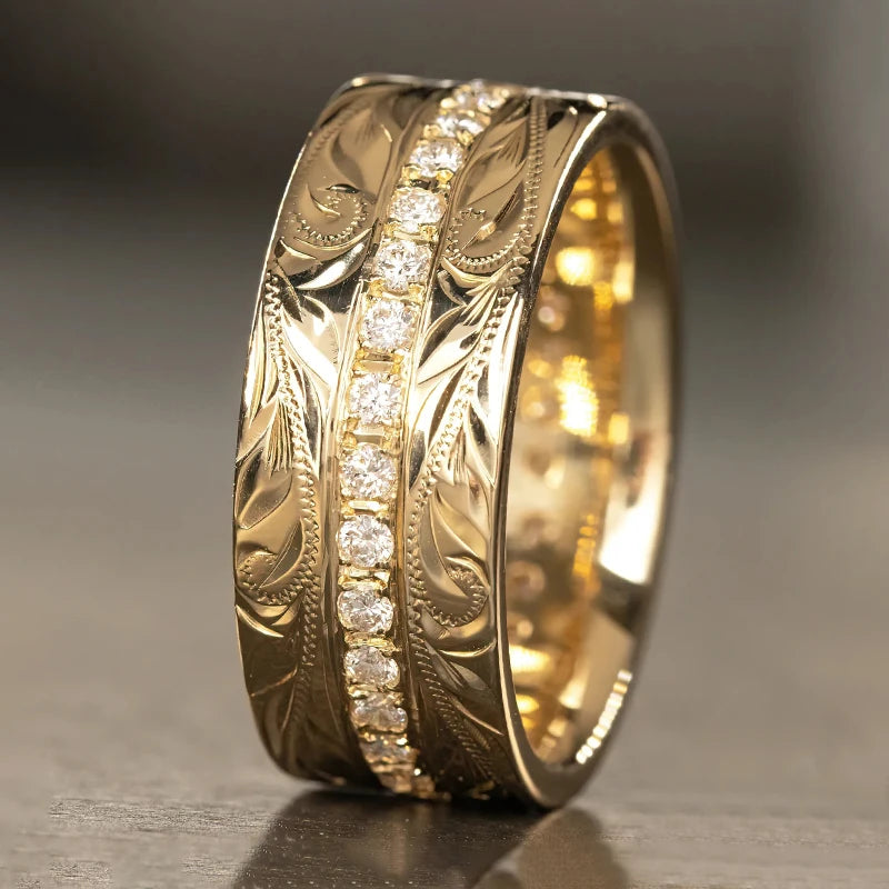 Aesthetic Carved Pattern Wedding Band Women Rings Silver Color/Gold Color Luxury Trendy Female Rings for Party Jewelry