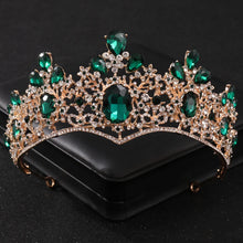 Cargar imagen en el visor de la galería, Baroque Green Crystal Tiaras And Crowns Rhinestone Prom Bridal Wedding Hair Accessories Jewelry Crown Tiara For Women Bride Gift