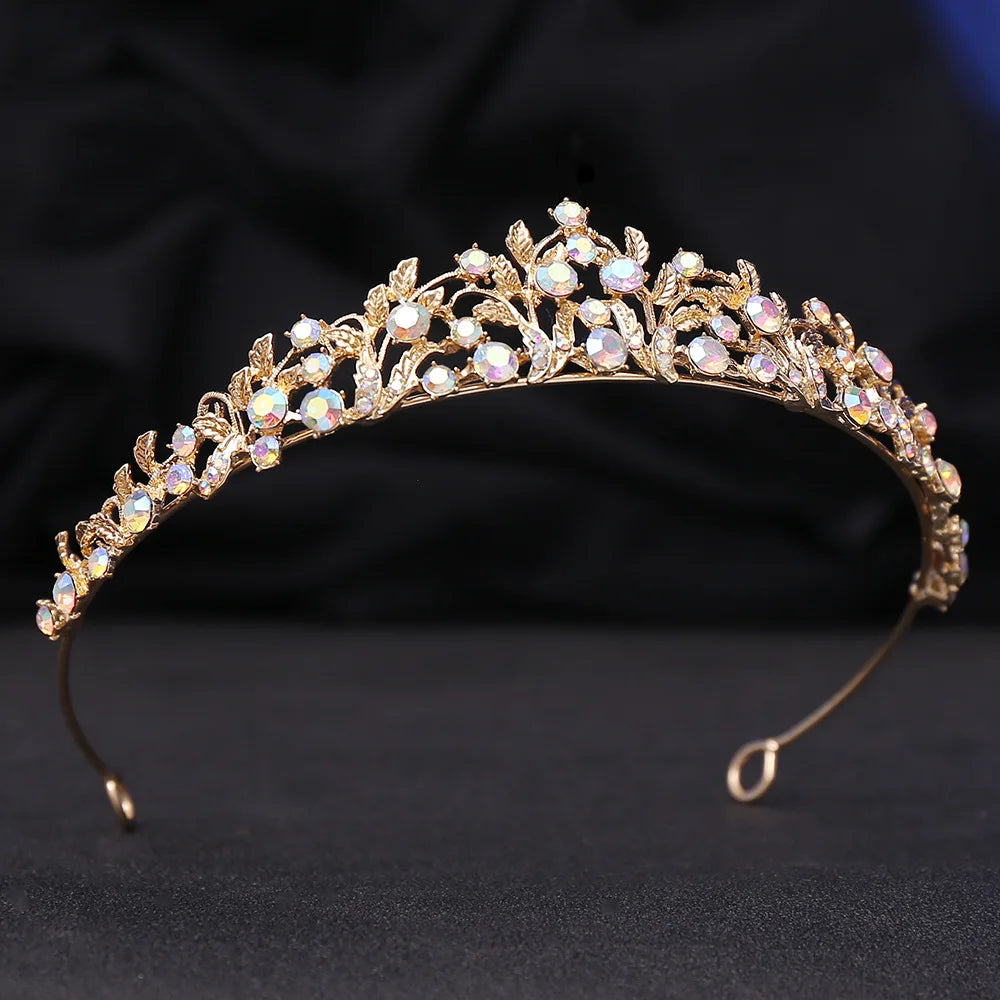 Baroque Luxury AB Color Royal Queen Wedding Crown Rhinestone Crystal Bridal Diadem Pageant Headband Tiara Hair Jewelry Accessory - EUFASHIONBAGS