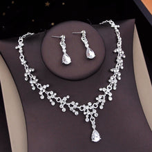 Laden Sie das Bild in den Galerie-Viewer, Luxury Princess Purple Crown With Necklace Earrings Sets Women Bridal Jewelry Set Wedding Accessories