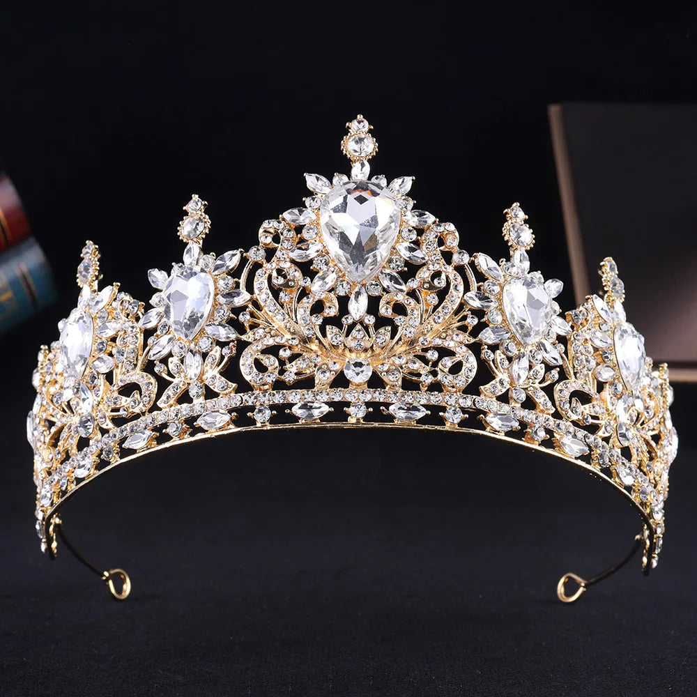 Baroque Luxury AB Color Crystal Bridal Tiaras Cubic Zircon Crowns Rhinestone Pageant Diadem Headpieces Wedding Hair Accessories