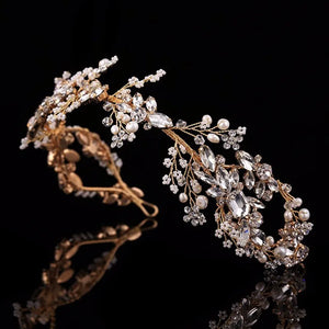 Luxury Crystal Pearl Wedding Tiaras Hairbands Headbands For Women Bride Party Bridal Wedding Hair Accessories Jewelry Headband