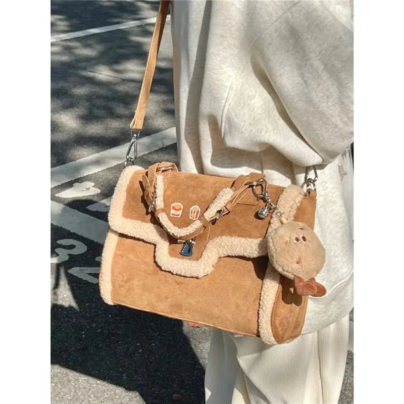 Vintage Brown Tote Bag Women Autumn Winter New Handle Large Shoulder Bag Female Casual Crossbody Bags Briefcase