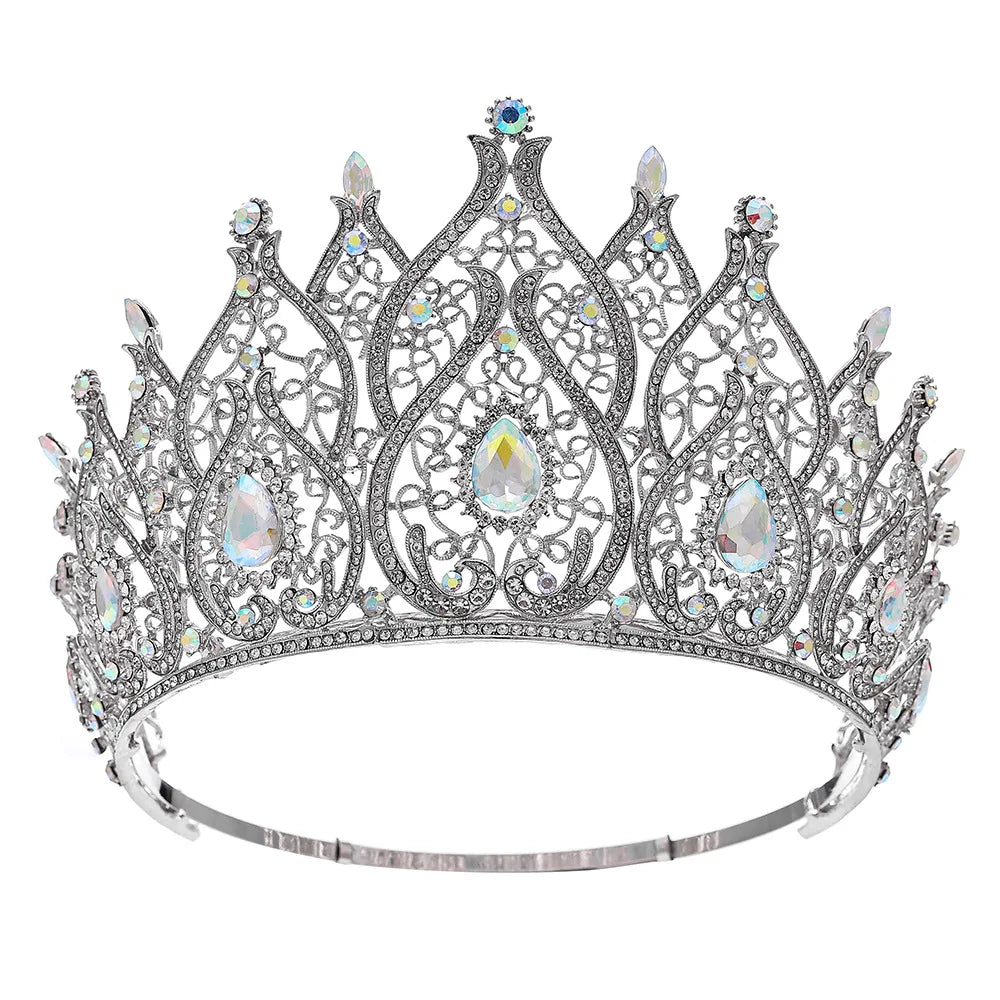 European Big Miss Universe Bridal Crowns Cubic Zircon Crystal Large Round Tiaras Queen Wedding Party Stage Show Hair Accessories - EUFASHIONBAGS