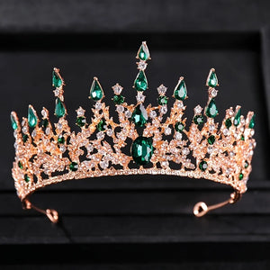 Baroque Retro Bronze Violet Crystal Bridal Tiaras Crown Rhinestone Pageant Diadem Veil Tiara Headbands Wedding Hair Accessories