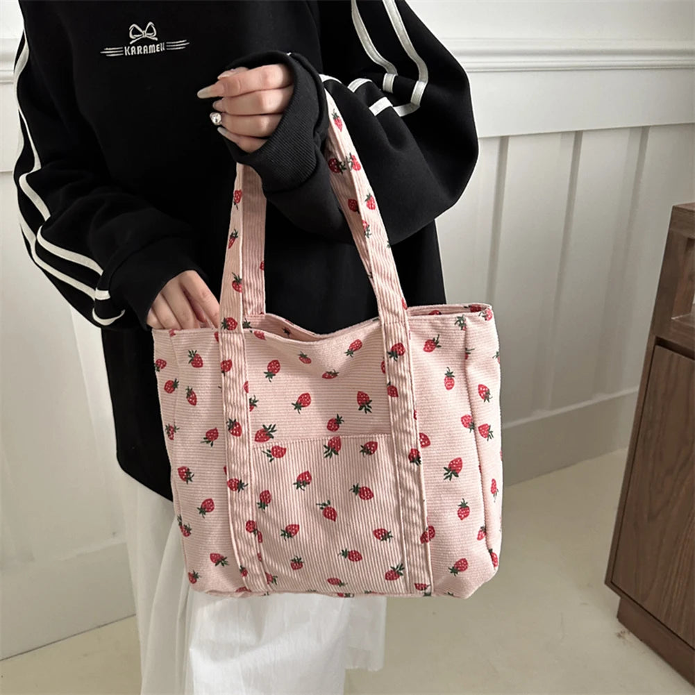 Fashion Luxury Design Handbags for Women Strawberry Shoulder Bags Casual Tote Bags Sweet Large Shopping Bag Women's Tote Bags - EUFASHIONBAGS