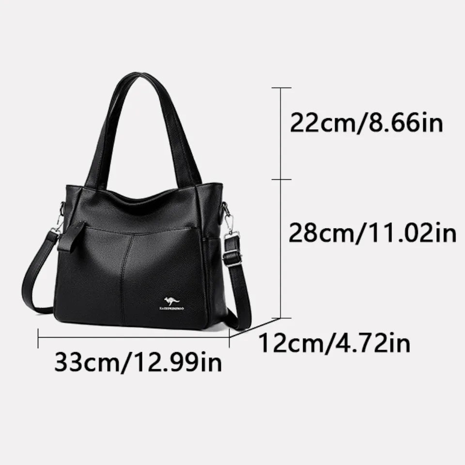 High Quality Soft Genuine PU Leather Messenger Bags Women Leather Handbag Luxury Satchel Female Shoulder Crossbody Sac Tote Bag - EUFASHIONBAGS