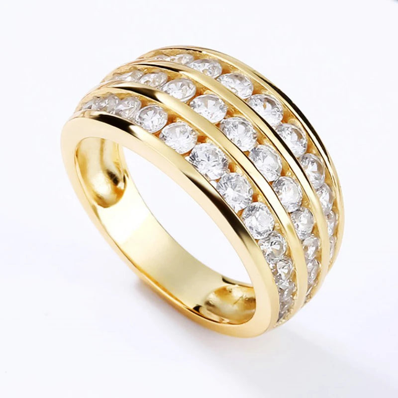 Luxury Trendy Women Wedding Rings Gold Color Full Paved CZ Stone Temperament Elegant Engagement Bands New Fashion Jewelry