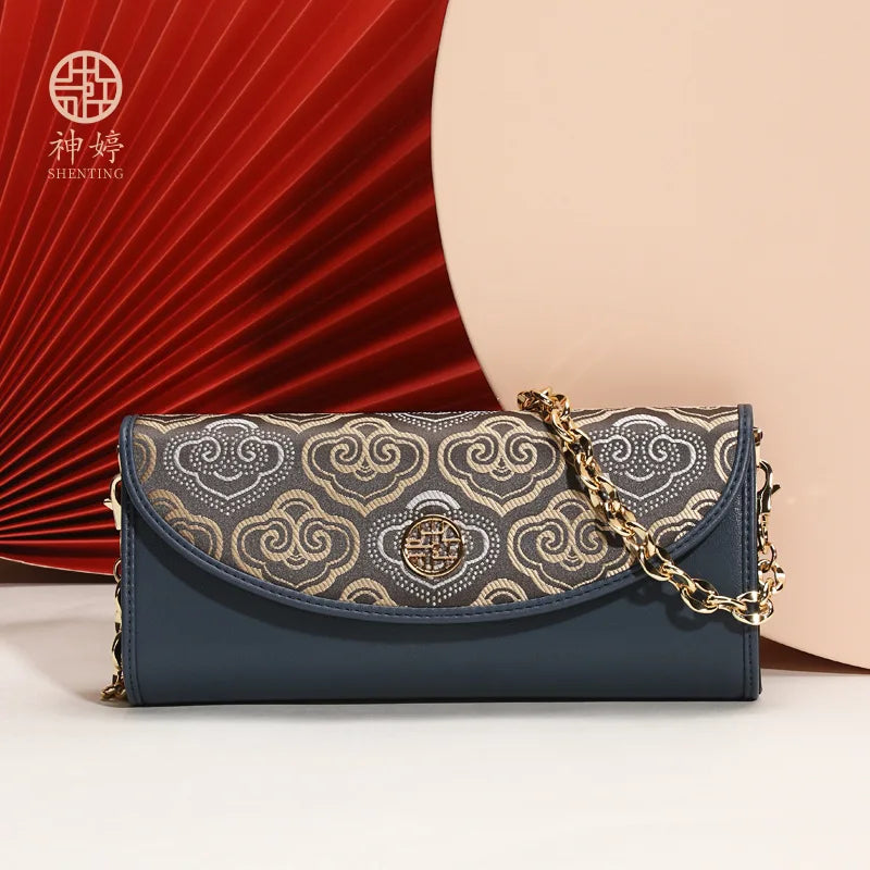 luxury brand high quality crossbody bag high-end leather temperament fashion cluth bag embroidered texture mini bag