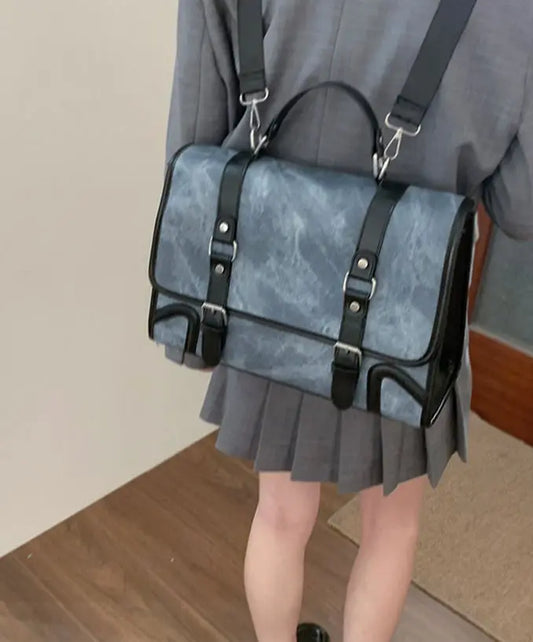 Preppy Style Jk Backpack Women Autumn New Leather Handle Backpacks Briefcase  Harajuku Aesthetic Blue Schoolbag