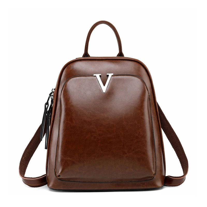 Vintage Women's Backpack New Fashion Cowhide Girls School Bag Large Capacity British Retro Computer Bags Student Backpacks