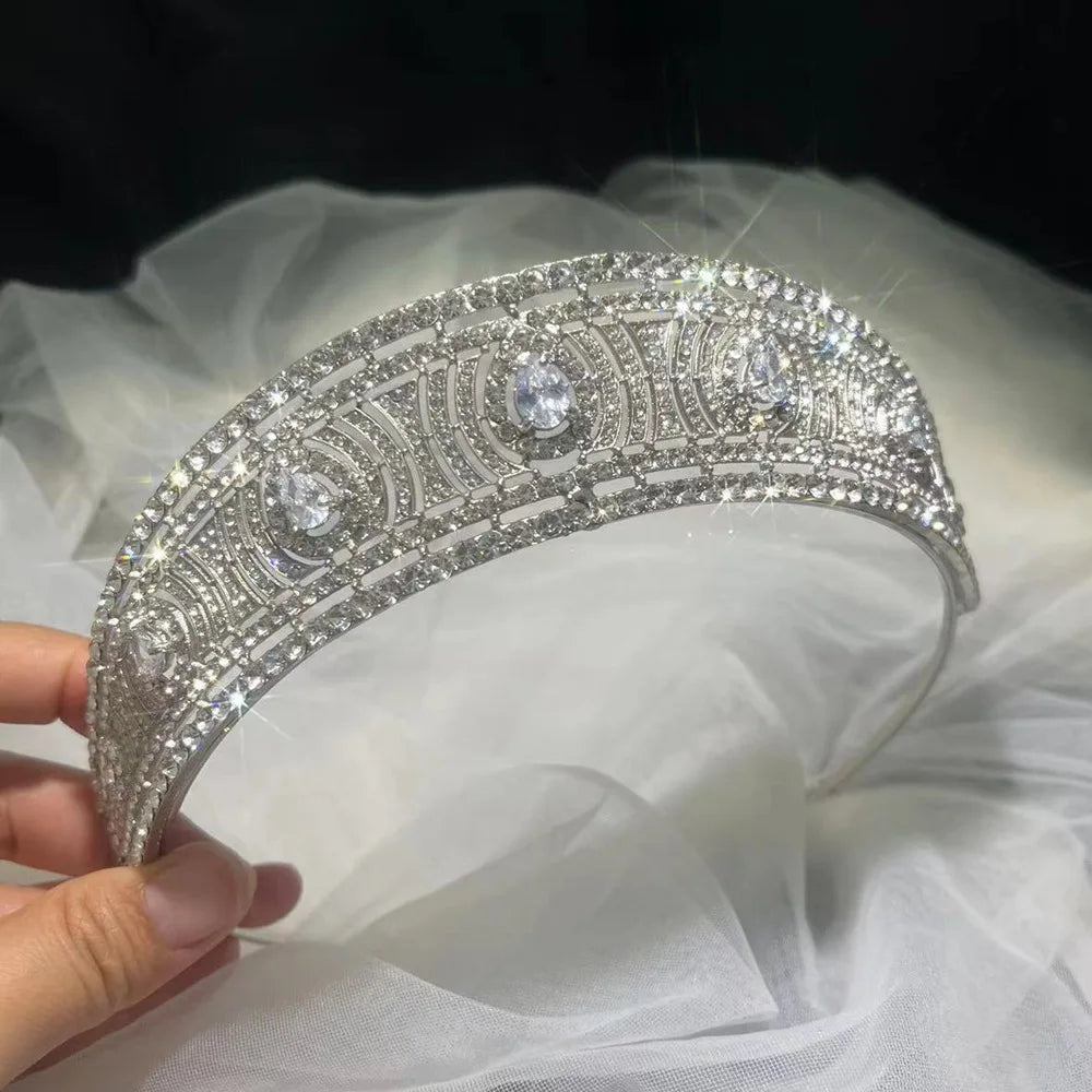 Luxury Cubic Zirconia Bridal Crown Tiara Rhinestone Pageant Diadem Princess Crystal Tiaras CZ Headpiece Wedding Hair Accessories - EUFASHIONBAGS