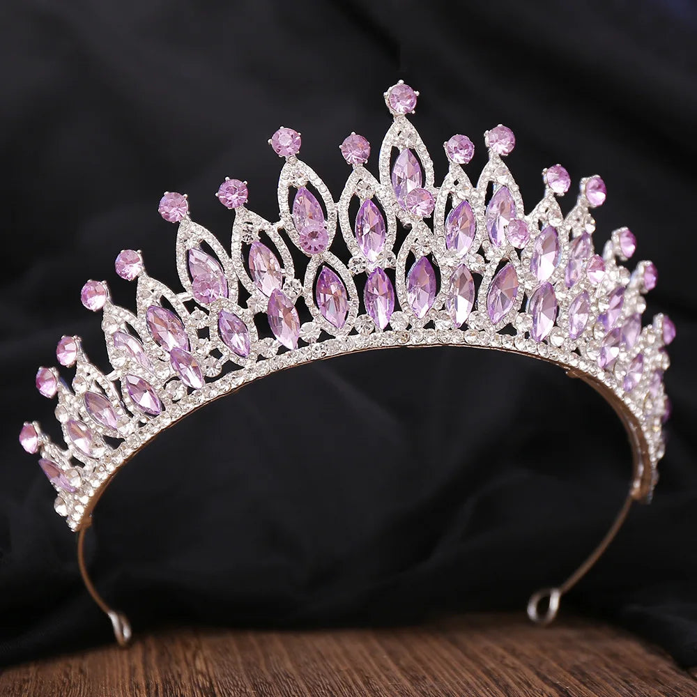 Baroque Luxury Royal Queen AB Color Crystal Wedding Crown Women Rhinestone Banquet Tiaras Party Costume Hair Jewelry Accessories - EUFASHIONBAGS