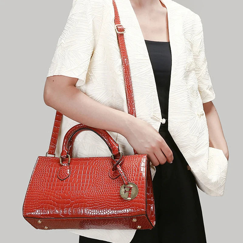 New Women Tote Bag Luxury Crocodile Vein Women's Shoulder Bag PU Leather Large Capacity Female Crossbody Handbags