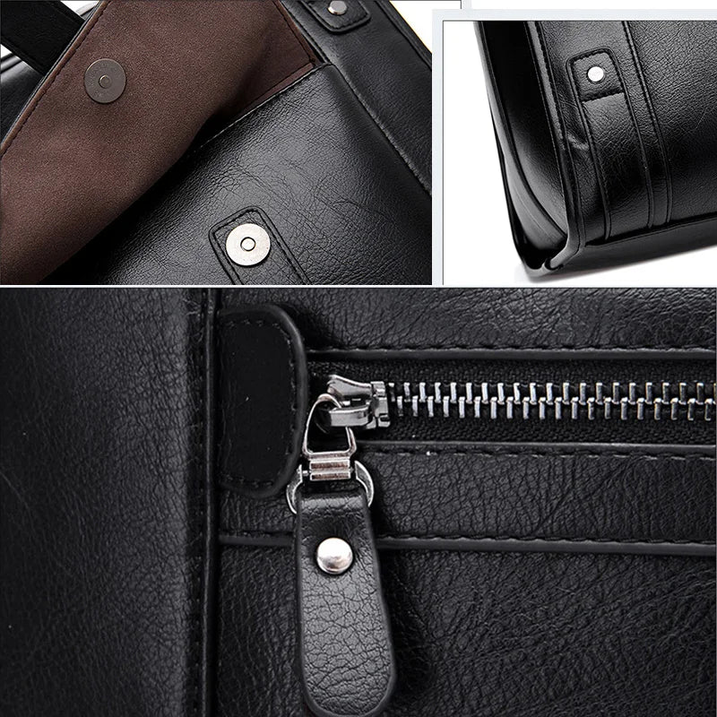 Men Briefcase Bag High Quality Business PU Leather Shoulder Messenger Bags Office Handbag Laptop bag - EUFASHIONBAGS