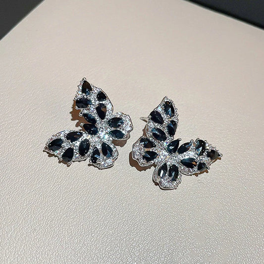 Women Butterfly Stud Earrings Ear Piercing Luxury Cubic Zirconia Statement Girls Accessories Wedding Exquisite Jewelry - EUFASHIONBAGS