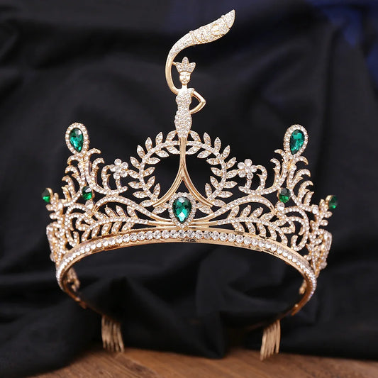 Miss Grand International Rhinestone Wedding Crown Women Crystal Banquet Tiaras With Combs Party Costume Hair Jewelry Accessories - EUFASHIONBAGS