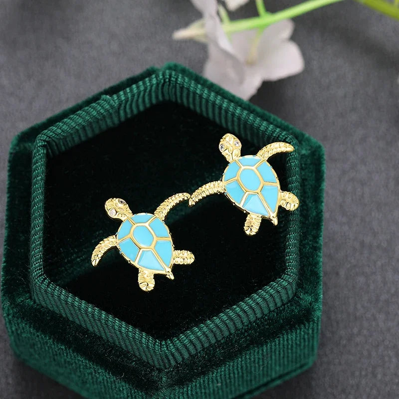 Cute Funny Stud Earrings Lovely Sea Turtle Design Piercing Party Jewelry for Women Daily Wear Sweet Girls Ear Accessories - EUFASHIONBAGS