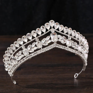 Baroque Queen Crystal Heart AB Color Rhinestone Tiaras Crown Bridal Women Girls Wedding Diadem Princess Party Hair Dress Jewelry