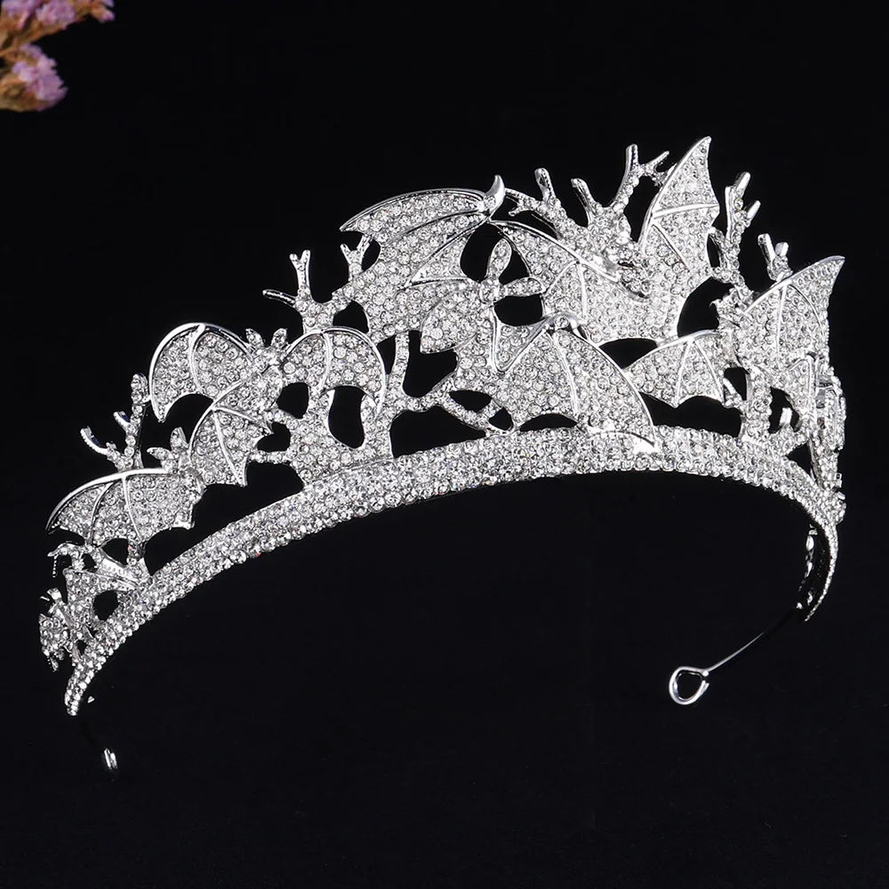 Halloween Bat Vampire Crowns Full Rhinestone Handmade Hairband Headdress for Women Fashion Queen Crown Headpieces Party Jewelry - EUFASHIONBAGS