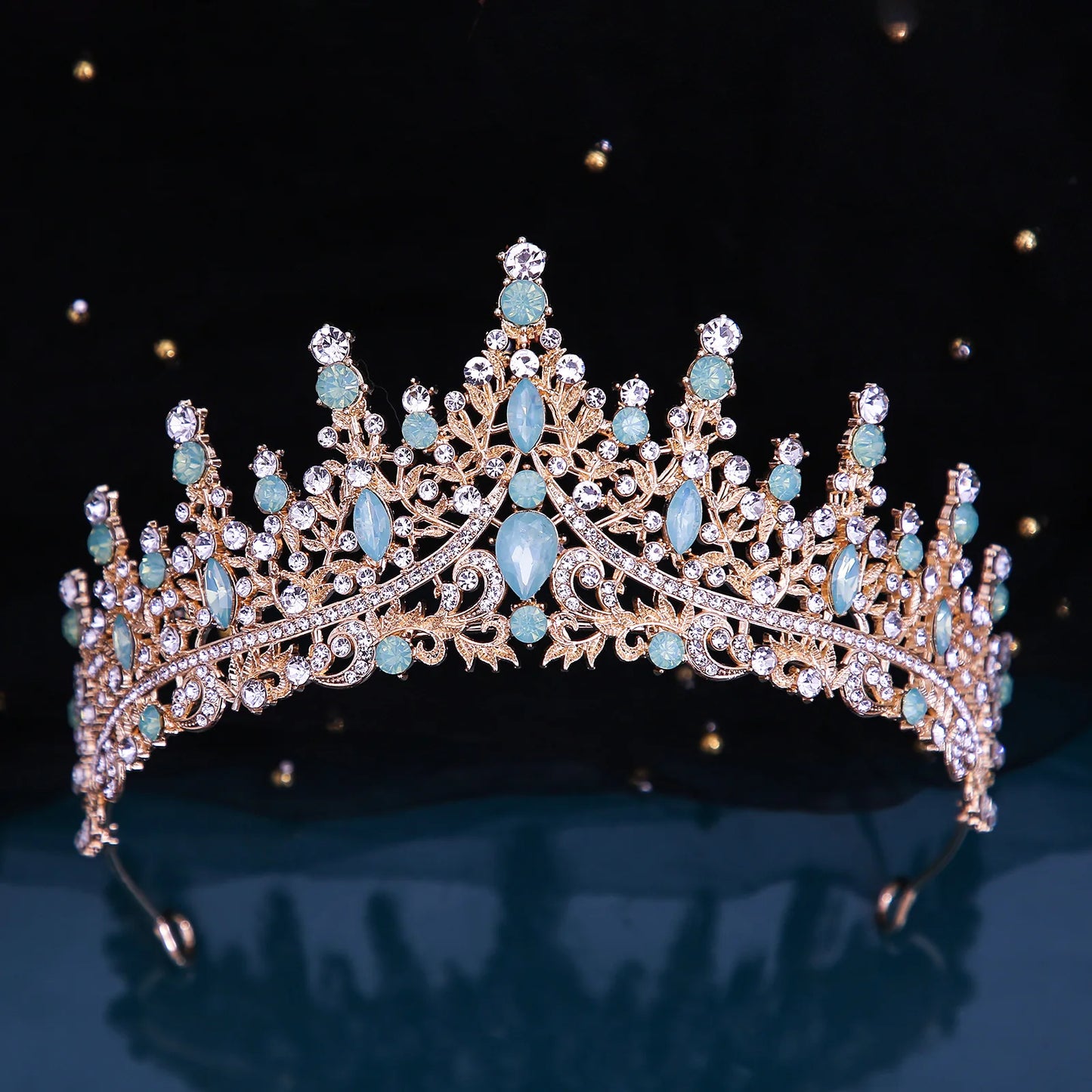 Many Styles Baroque Pink Blue Green White Opal Crystal Bridal Tiaras Crown Gold Color Rhinestone Pageant Diadem Hair Accessories - EUFASHIONBAGS