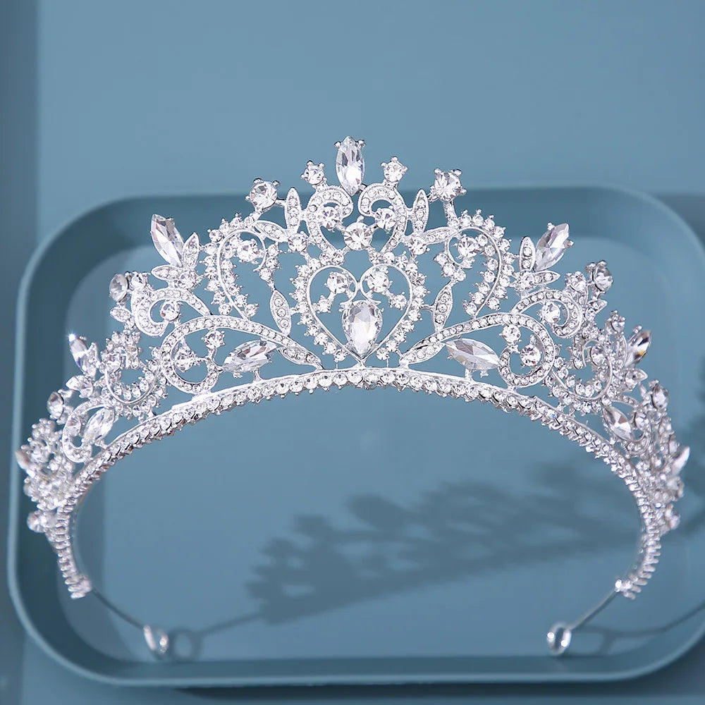 Diverse Silver Color Crystal Crowns Bridal Tiaras Fashion Queen Rhinestone Diadem CZ Headpiece Wedding Hair Jewelry Accessories - EUFASHIONBAGS