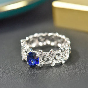 Hollow Pattern Aesthetic Women Rings Blue/White Cubic Zirconia Luxury Wedding Accessories