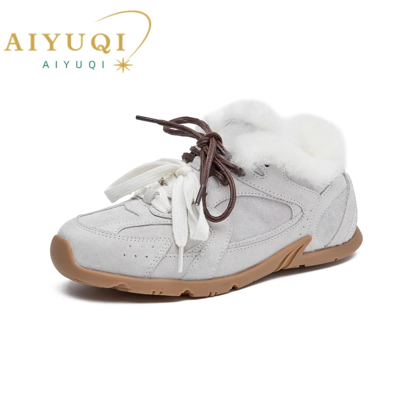 Women Sneakers New Genuine Leather Retro German Training Shoes Women Winter Velvet Fur Flat Casual Shoes Women - EUFASHIONBAGS