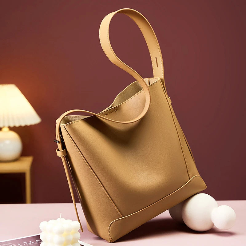 2025 New Women Bucket Bag Fashion Trend Genuine Leather Women's Shoulder Bag Luxury Designer Crossbody Bags Cowhide Handbags