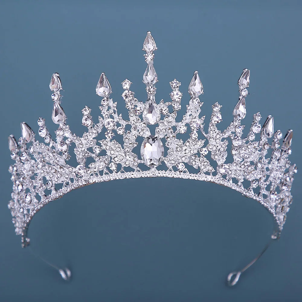 Diverse Silver Color Crystal Crowns Bridal Tiaras Fashion Queen Rhinestone Diadem CZ Headpiece Wedding Hair Jewelry Accessories - EUFASHIONBAGS