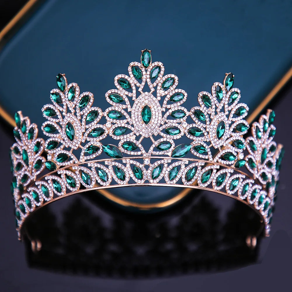 Baroque Luxury Forest Purple Crystal Bridal Tiaras Crown Big Rhinestone Pageant Diadem Wedding Hair Accessories Party Headpieces - EUFASHIONBAGS