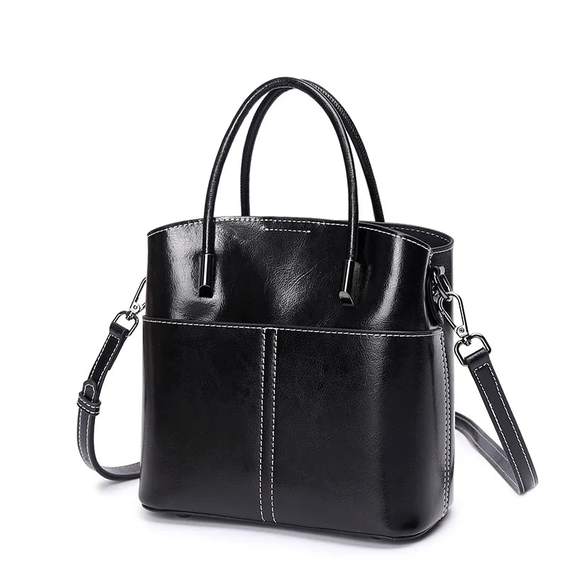 Cowhide Women's Tote Bags Luxury Handbags New Genuine Leather Women Shoulder Crossbody Bag Fashion Female Bucket Bag