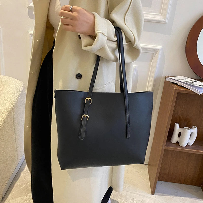 Women's Shoulder Bag PU Large Casual Simplicity Female Tote Bags Adjustable Shoulder Straps Women Handbag