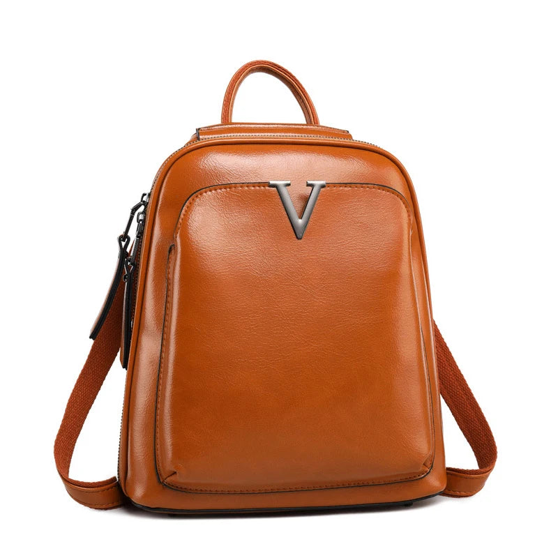 Vintage Women's Backpack New Fashion Cowhide Girls School Bag Large Capacity British Retro Computer Bags Student Backpacks