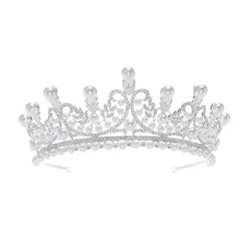 Cargar imagen en el visor de la galería, Tiaras And Crowns Luxury CZ Pearl Princess Pageant Engagement Wedding Hair Accessories For Bridal Jewelry Shine Crystal Crown