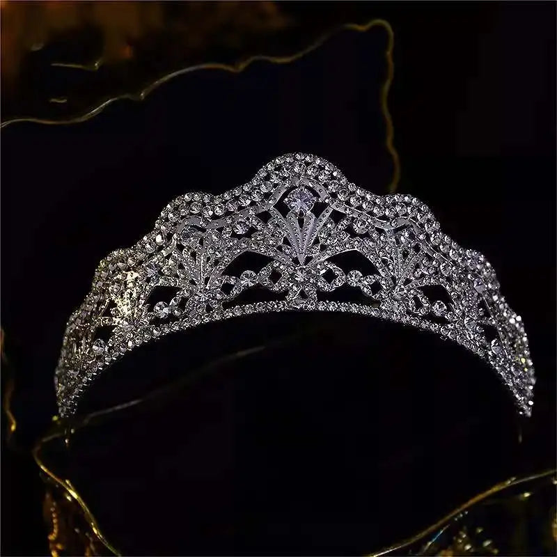 Luxury Floral Rhinestone Wedding Crowns Cubic Zirconia Tiaras Handmade CZ Bridal Headdress Prom Birthday Party Hair Accessories - EUFASHIONBAGS