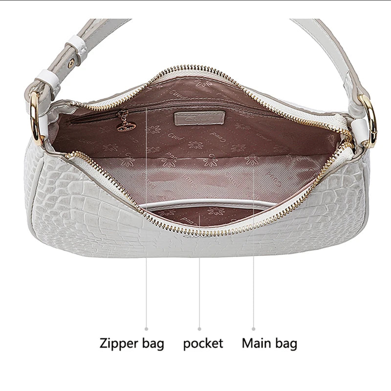 High quality Genuine cowhide women Luxury bag Women's handbag Crocodile patterned real cowhide bag - EUFASHIONBAGS