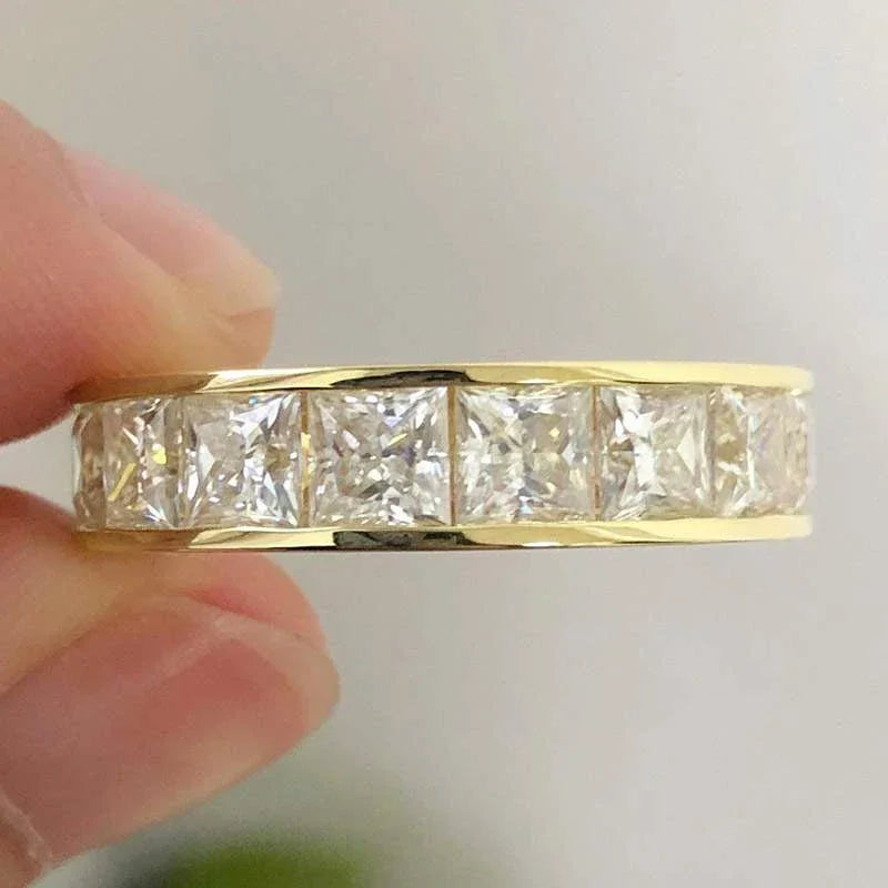 Eternity Princess CZ Promise Rings Women Engagement Wedding Gold Color Luxury Female Rings Timeless Style Classic Jewelry