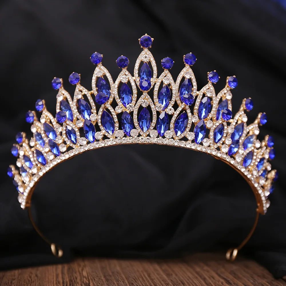 Baroque Luxury Royal Queen AB Color Crystal Wedding Crown Women Rhinestone Banquet Tiaras Party Costume Hair Jewelry Accessories - EUFASHIONBAGS