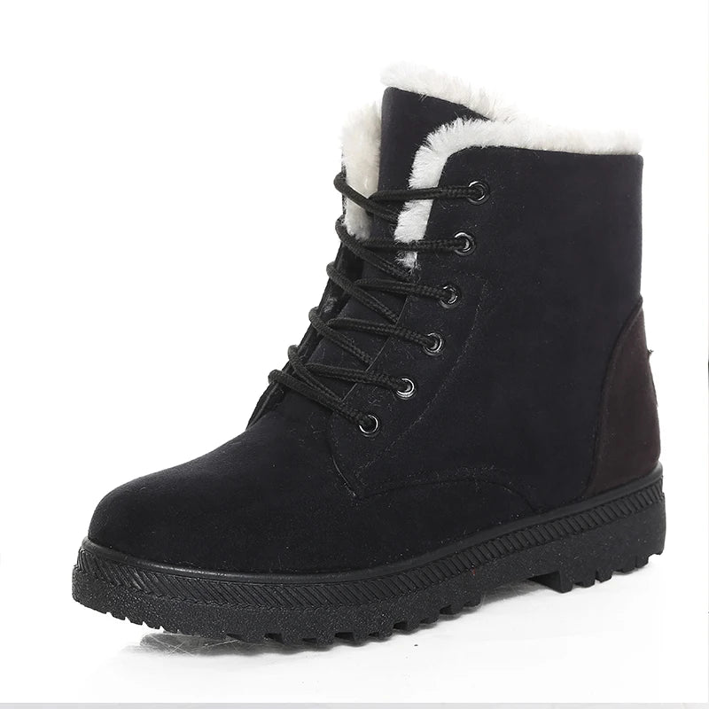 Women Boots For Winter Snow Boots Ankle Winter Shoes Women Fur Botas Mujer Low Heels Short Boot - EUFASHIONBAGS