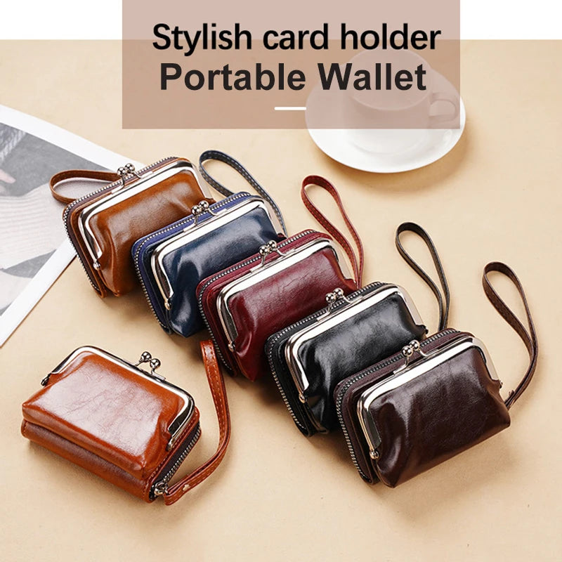 Vintage Women's Wallets Portable Mini Card Holders Coin Small Change Storage Bag Women Zipper Money Clip Girls Handbag